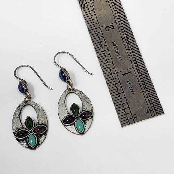 Vintage Multicolor Gemstone Earrings - Picture 3 of 5